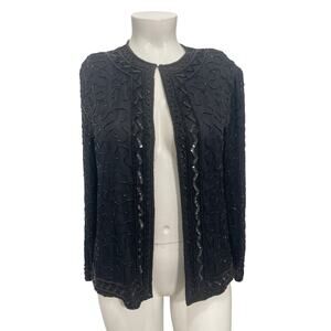 JMD New York Black  Sheer Beaded Evening Jacket Size L